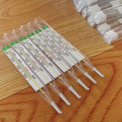 Zusammengestellte Unterstützung Gelb/Blau Glasthermometer zur Messung der menschlichen Körpertemperatur